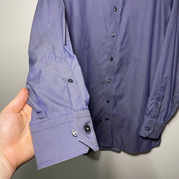 **SOLD** Eton Men’s contemporary Fit purple button down long sleeve shirt 15.5 - Picture 5 of 6